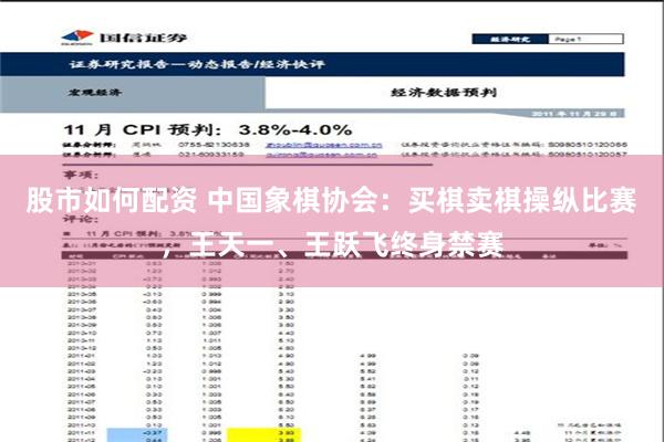 股市如何配资 中国象棋协会：买棋卖棋操纵比赛，王天一、王跃飞终身禁赛