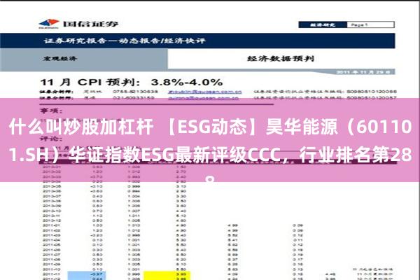 什么叫炒股加杠杆 【ESG动态】昊华能源（601101.SH）华证指数ESG最新评级CCC，行业排名第28