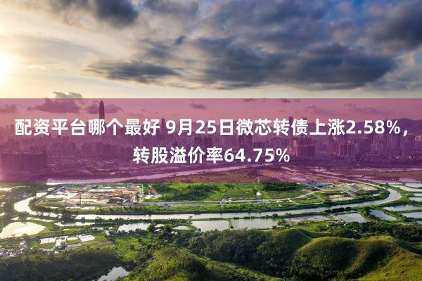 配资平台哪个最好 9月25日微芯转债上涨2.58%，转股溢价率64.75%